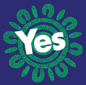 Yes logo on a green and blue background.
